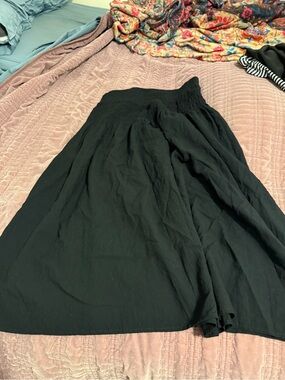 a new day Black Smocked-Waist Midi Skirt